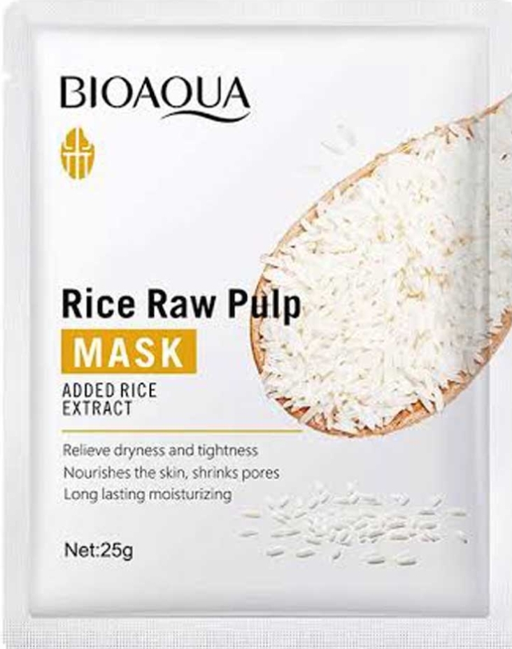 ماسک صورت ورقه ای برنج 25گرم بیوآکوا آب رسان